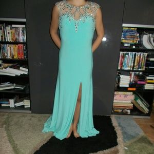 Aqua jersey gown